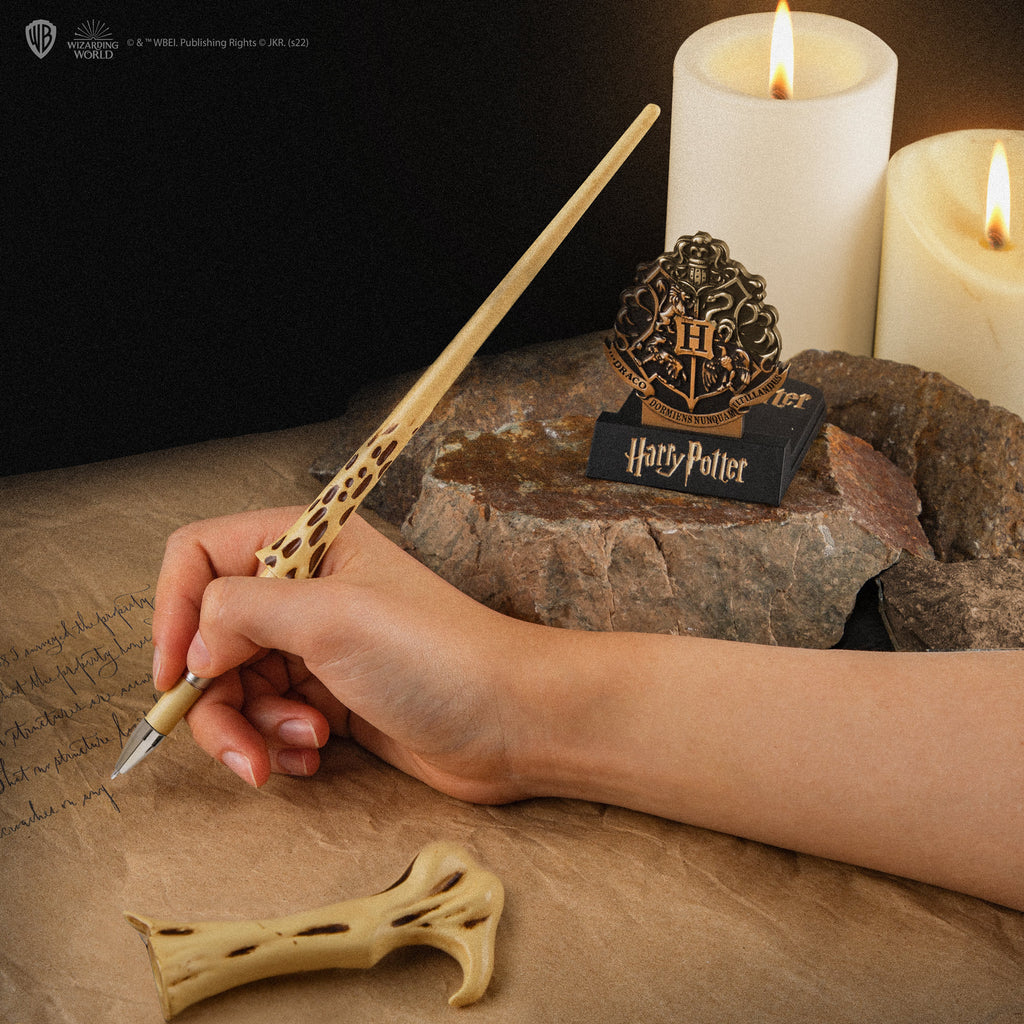 Stylo baguette avec socle & marque-page lenticulaire Voldemort