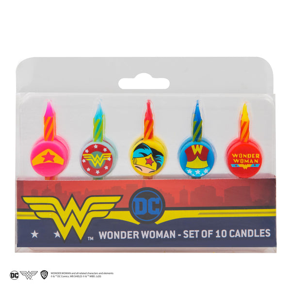 Cinereplicas Set Di 10 Candeline Wonder Woman - Licenza Ufficiale DC Comics Per Torta Di Compleanno