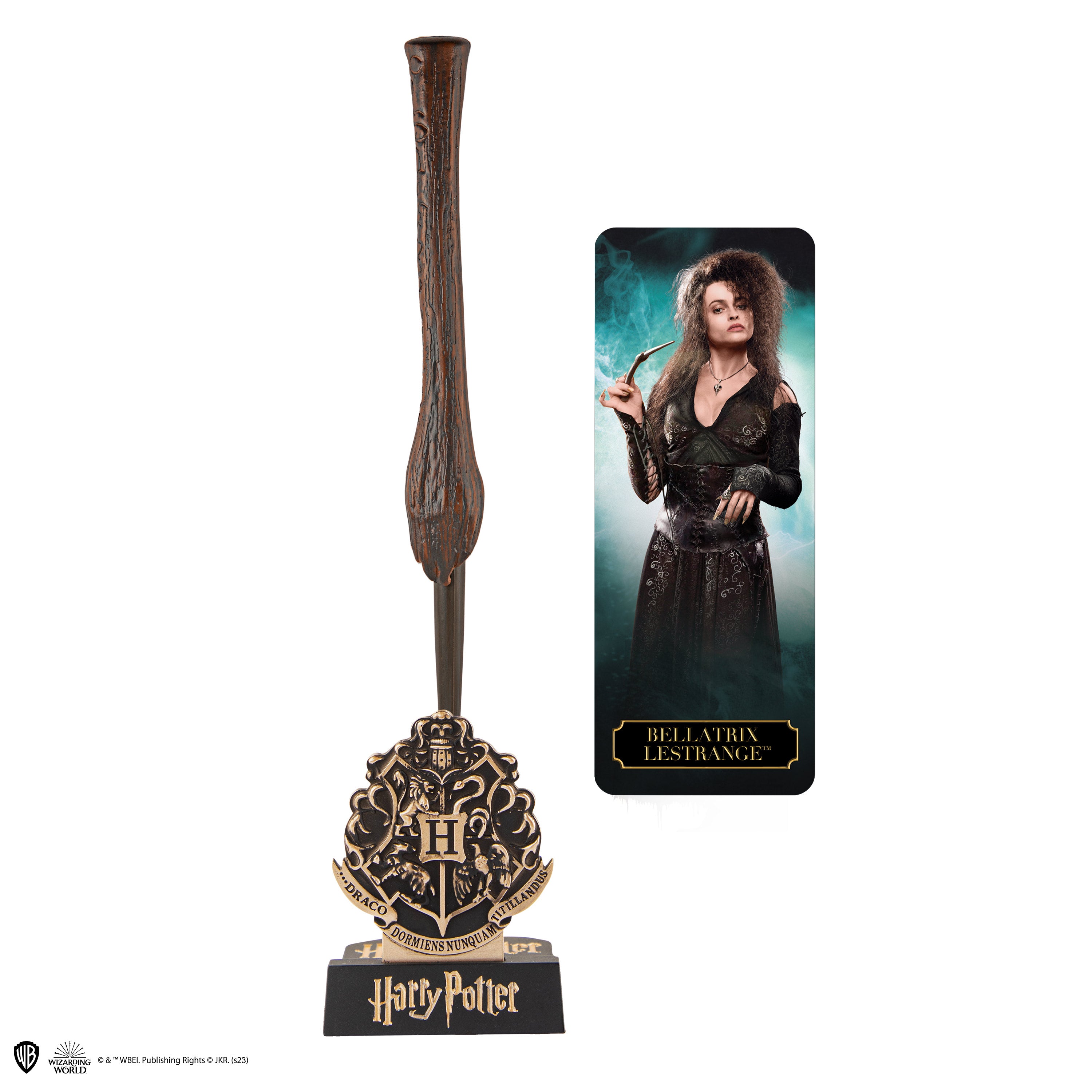 Stylo baguette avec socle & marque-page Bellatrix Lestrange, Harry Potter