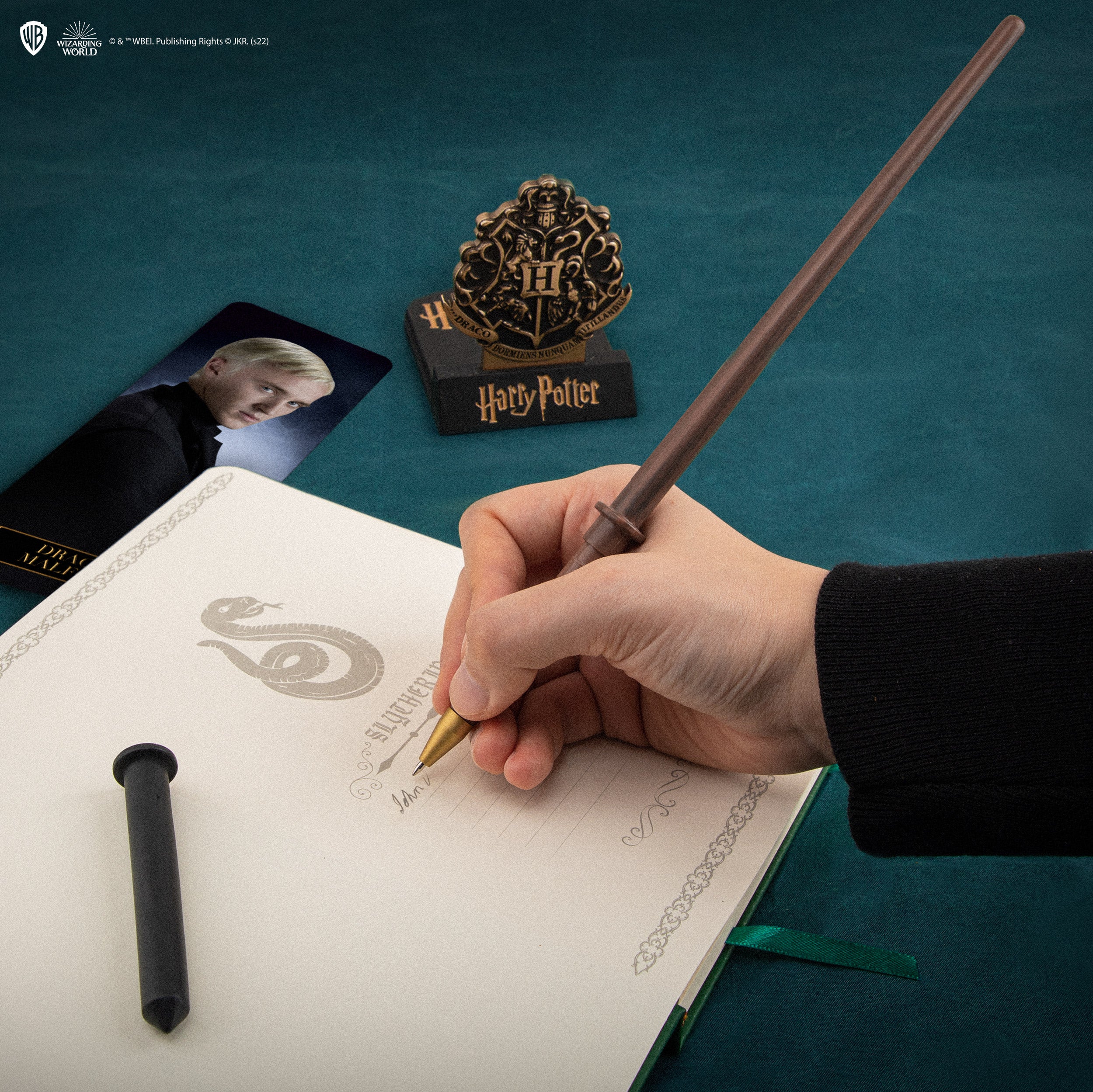 Stylo baguette avec socle & marque-page Drago Malefoy, Harry Potter